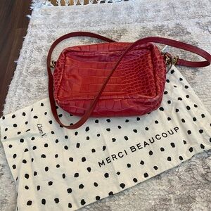 Clare V Midi Sac in Red Croc
